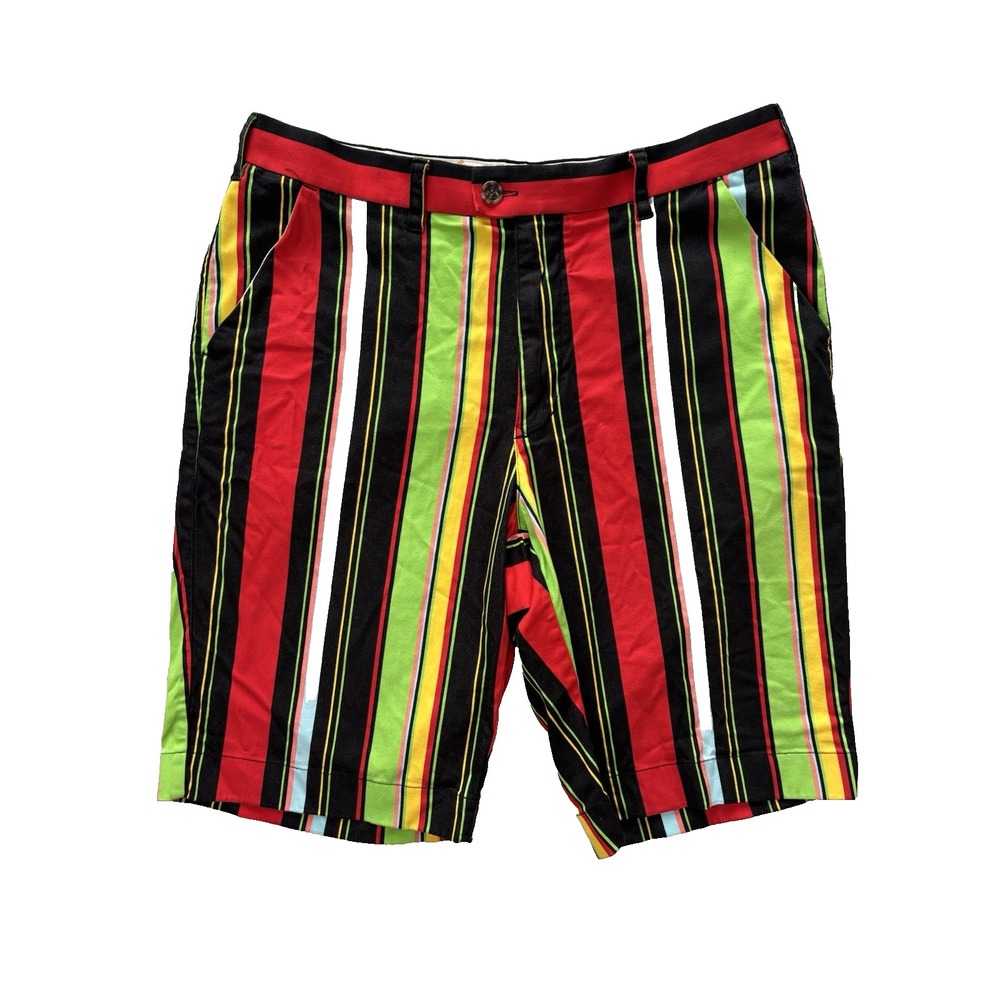 Loudmouth Shorts Mens 34 Multicolor Golf Striped Chino Loud Colorful Stretch‎